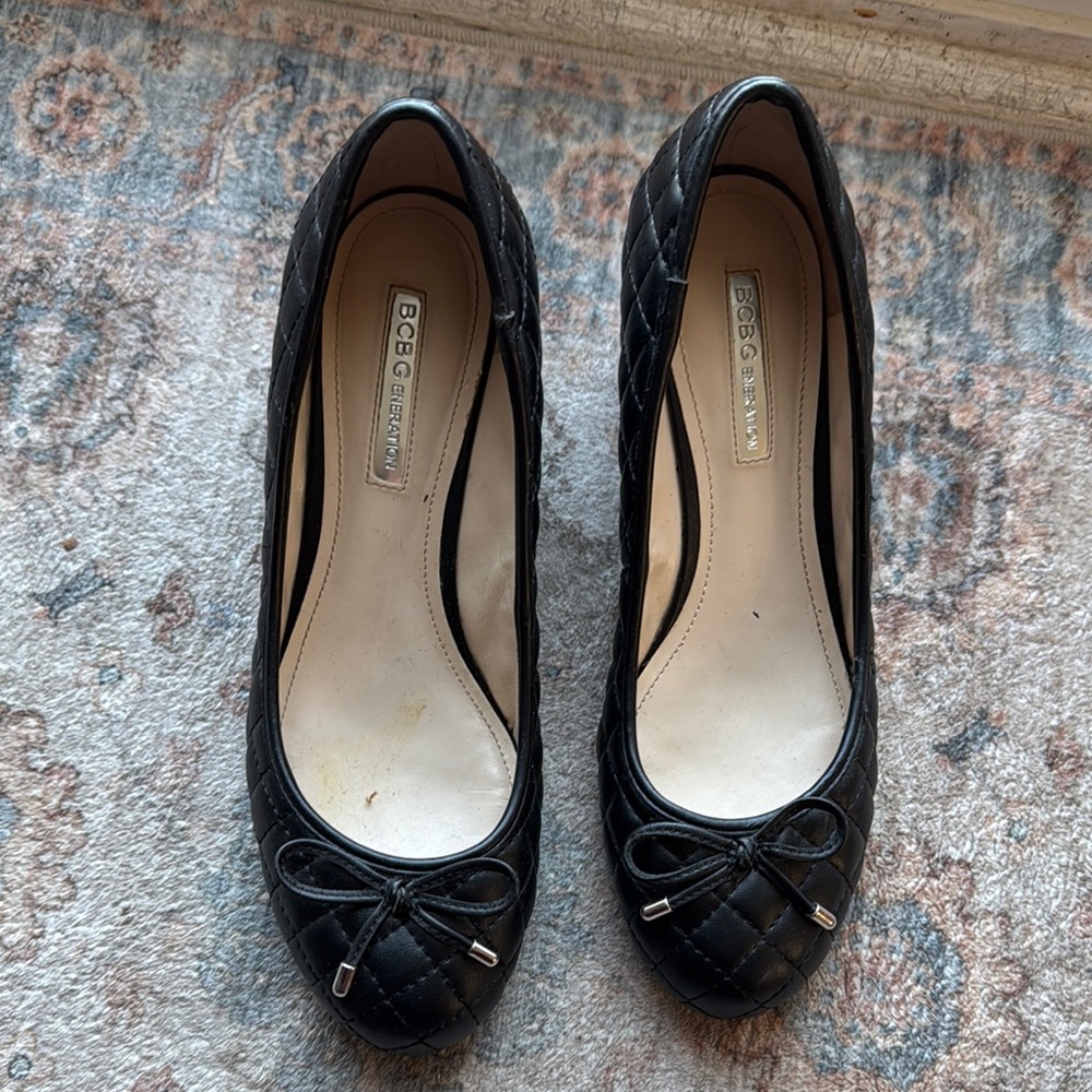 BCBGMaxAzria Black Quilted Women's Shoes